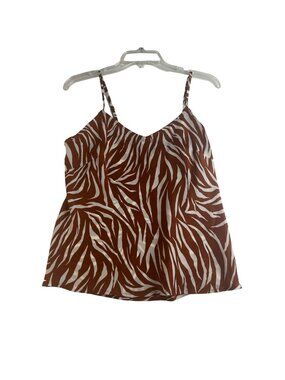 Time And Tru Zebra Print Woven Cami Shirt‎ Tank Small Brown New Summer